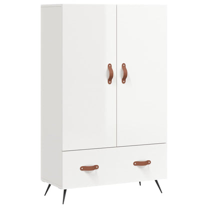 Credenza Bianco Lucido 69,5x31x115 cm in Legno Multistrato