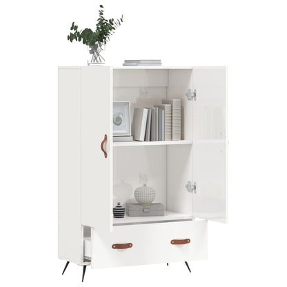 Credenza Bianco Lucido 69,5x31x115 cm in Legno Multistrato
