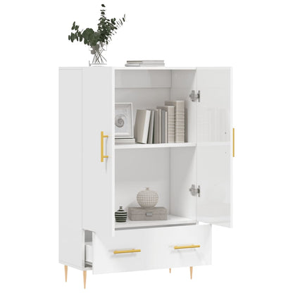 Credenza Bianco Lucido 69,5x31x115 cm in Legno Multistrato