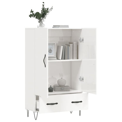 Credenza Bianco Lucido 69,5x31x115 cm in Legno Multistrato