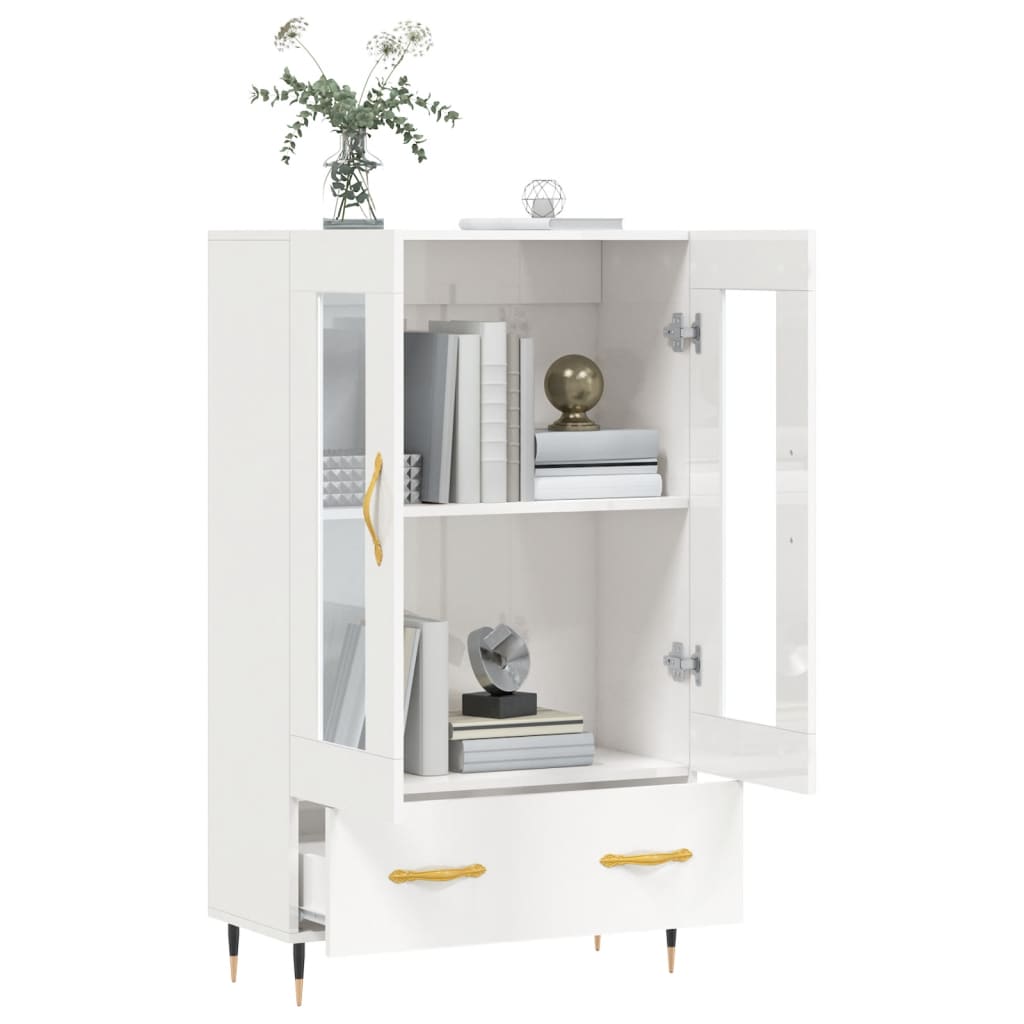 Credenza Bianco Lucido 69,5x31x115 cm in Legno Multistrato