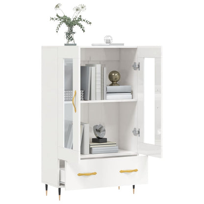 Credenza Bianco Lucido 69,5x31x115 cm in Legno Multistrato