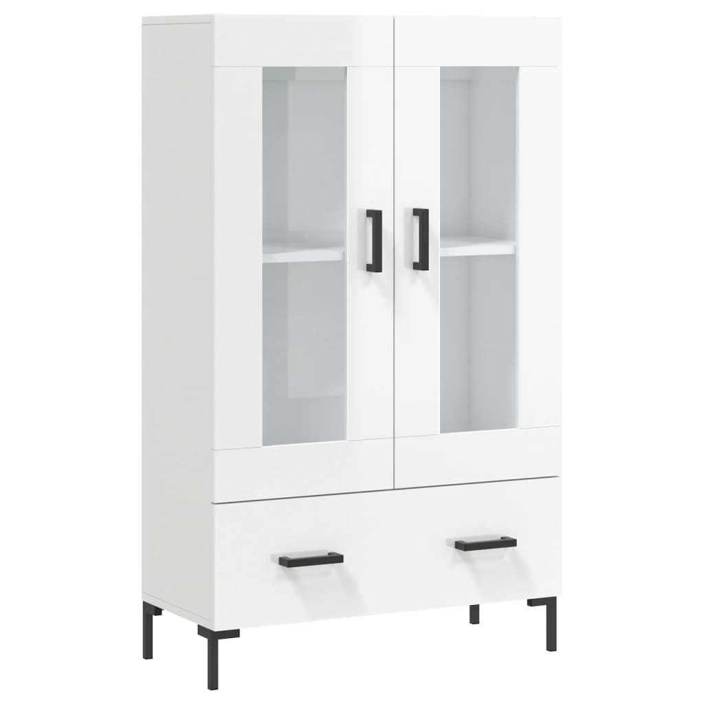 Credenza Bianco Lucido 69,5x31x115 cm in Legno Multistrato