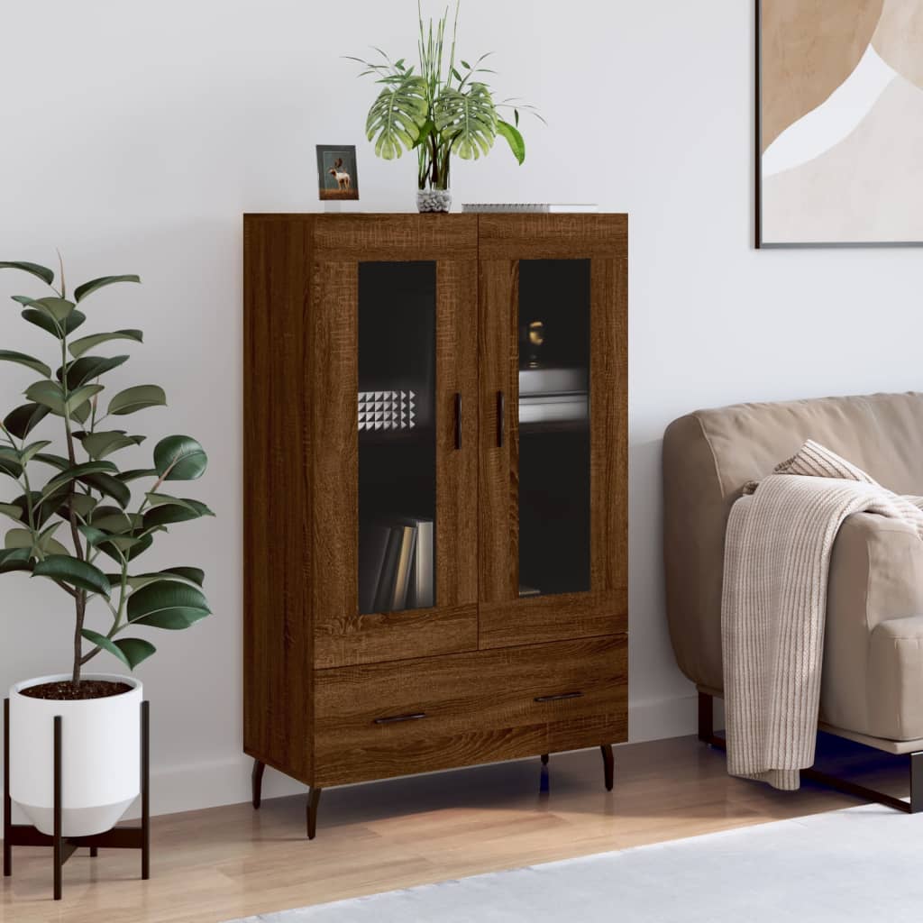 Credenza Rovere Marrone 69,5x31x115 cm in Legno Multistrato