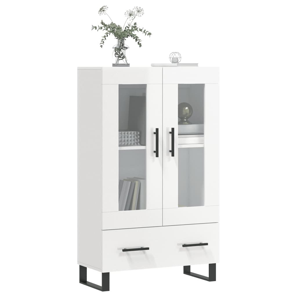 Credenza Bianco Lucido 69,5x31x115 cm in Legno Multistrato