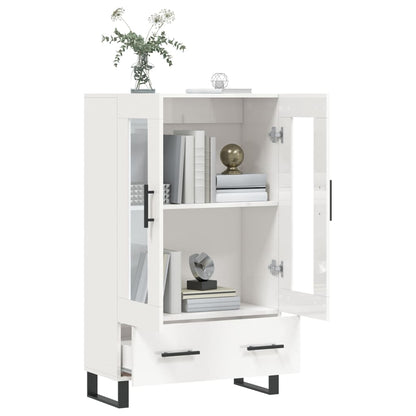 Credenza Bianco Lucido 69,5x31x115 cm in Legno Multistrato