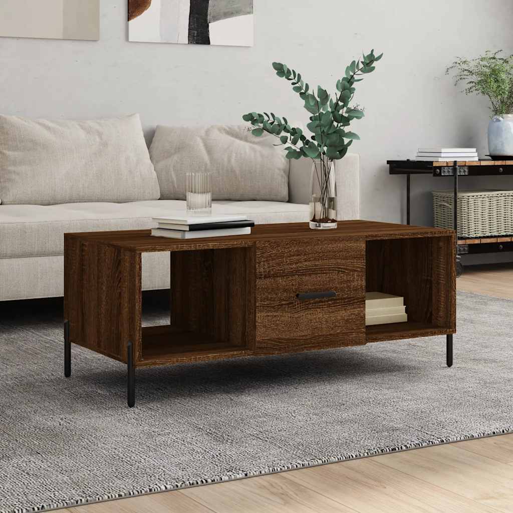 Tavolino Salotto Rovere Marrone 102x50x40 cm Legno Multistrato