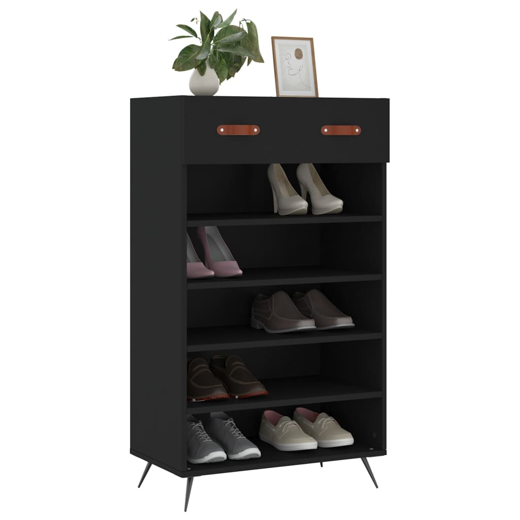 Scarpiera Nera 60x35x105 cm in Legno Multistrato