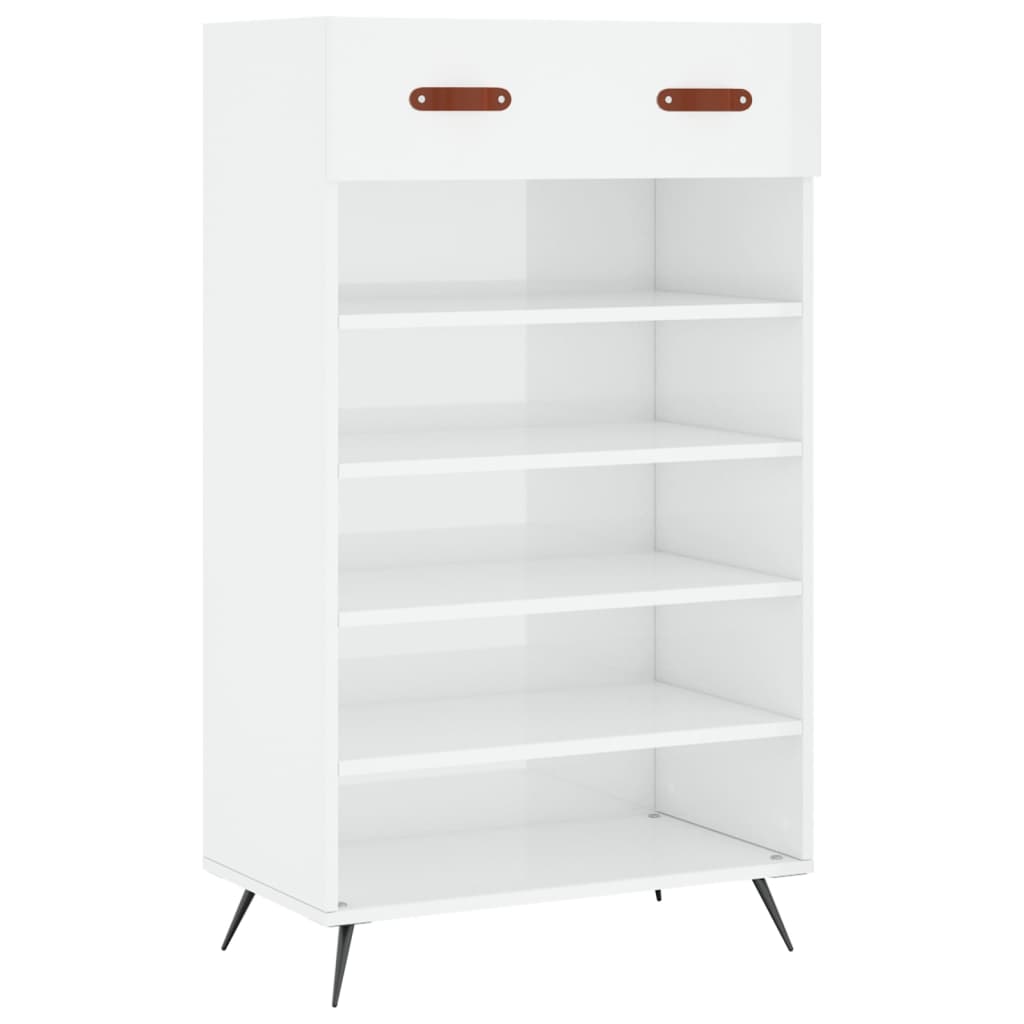 Scarpiera Bianco Lucido 60x35x105 cm in Legno Multistrato