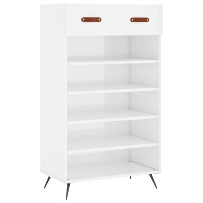 Scarpiera Bianco Lucido 60x35x105 cm in Legno Multistrato