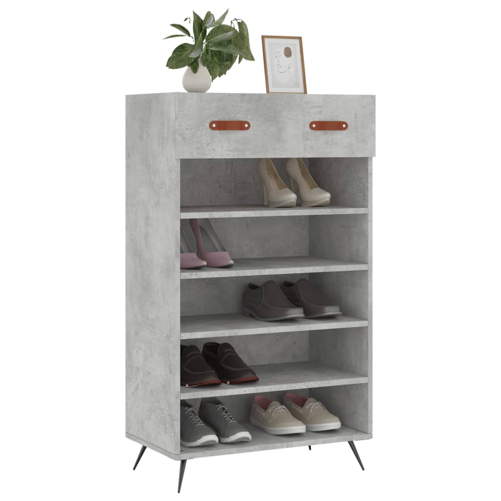 Scarpiera Grigio Cemento 60x35x105 cm in Legno Multistrato