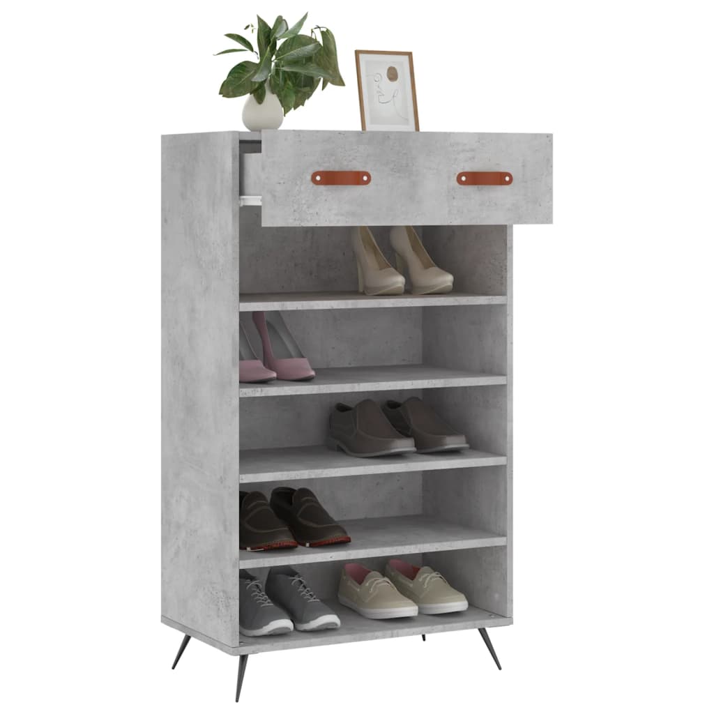 Scarpiera Grigio Cemento 60x35x105 cm in Legno Multistrato