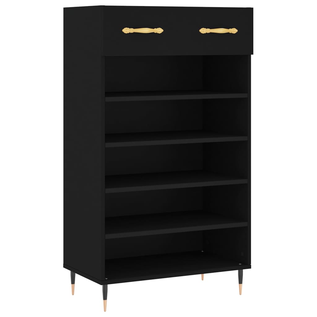 Scarpiera Nera 60x35x105 cm in Legno Multistrato
