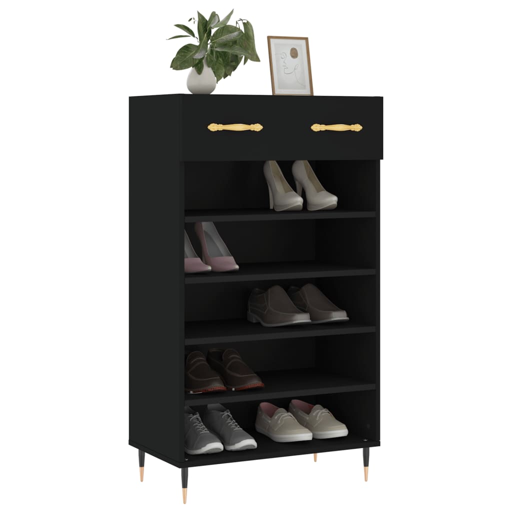 Scarpiera Nera 60x35x105 cm in Legno Multistrato