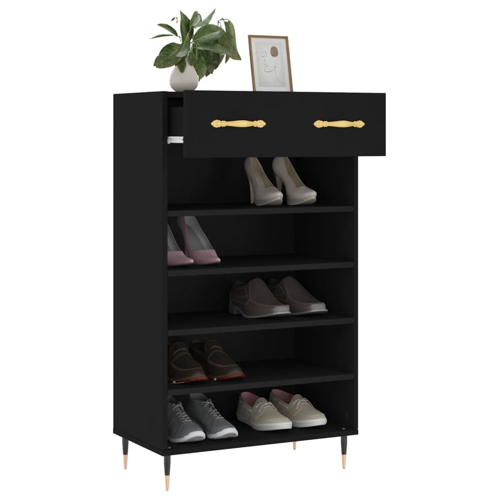 Scarpiera Nera 60x35x105 cm in Legno Multistrato