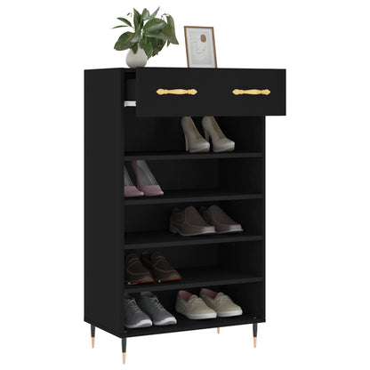 Scarpiera Nera 60x35x105 cm in Legno Multistrato