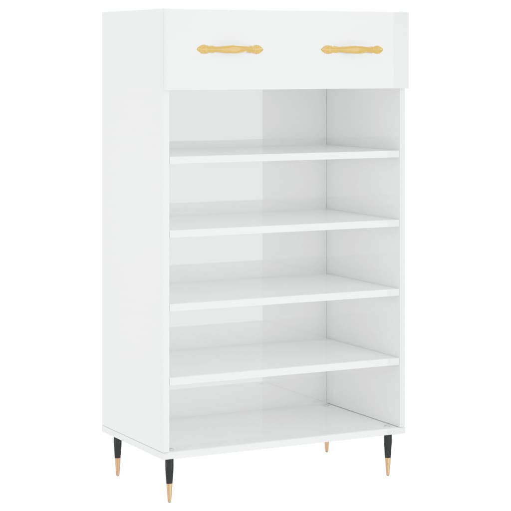 Scarpiera Bianco Lucido 60x35x105 cm in Legno Multistrato