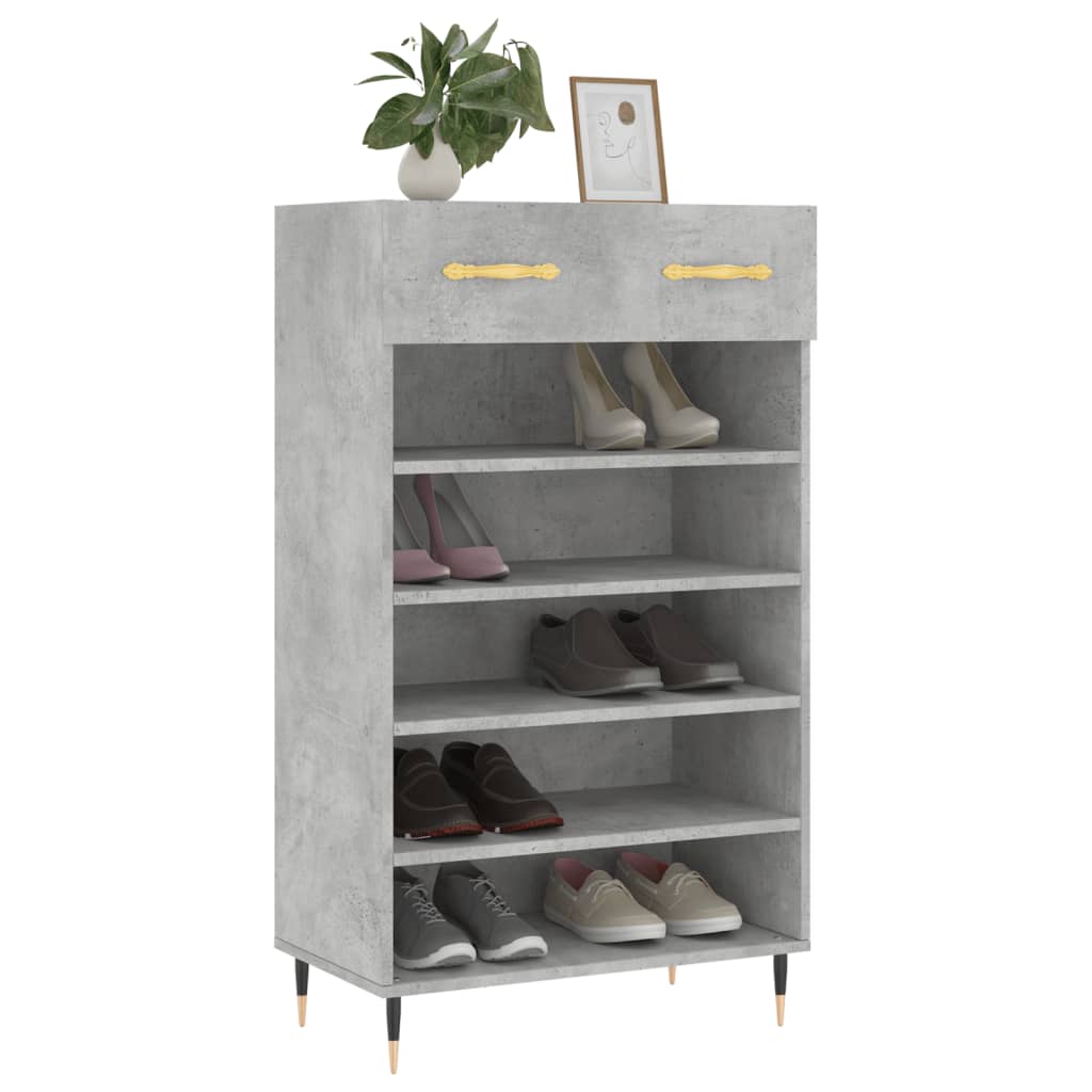 Scarpiera Grigio Cemento 60x35x105 cm in Legno Multistrato