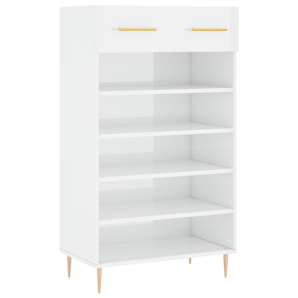 Scarpiera Bianco Lucido 60x35x105 cm in Legno Multistrato