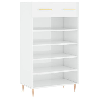 Scarpiera Bianco Lucido 60x35x105 cm in Legno Multistrato