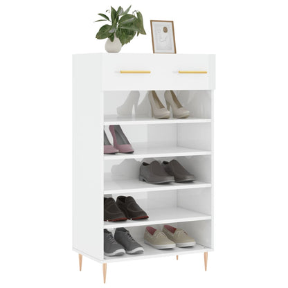 Scarpiera Bianco Lucido 60x35x105 cm in Legno Multistrato