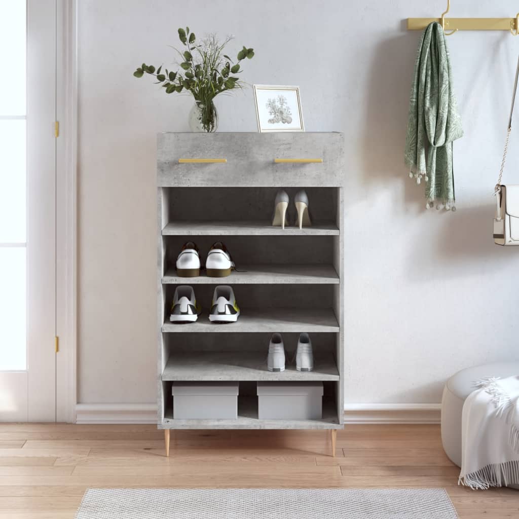 Scarpiera Grigio Cemento 60x35x105 cm in Legno Multistrato