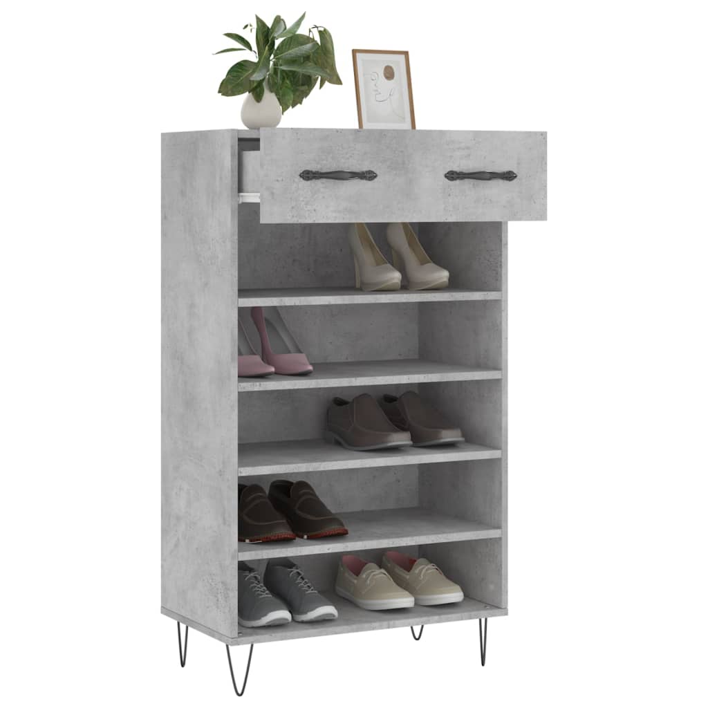 Scarpiera Grigio Cemento 60x35x105 cm in Legno Multistrato