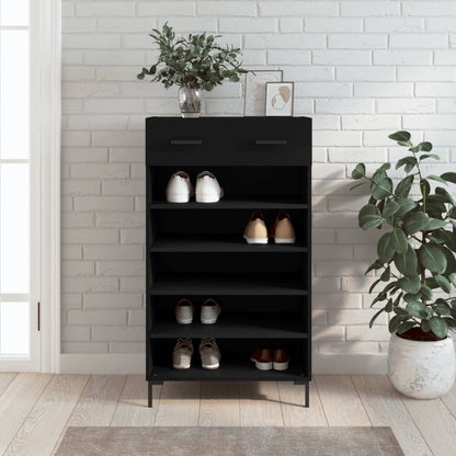 Scarpiera Nera 60x35x105 cm in Legno Multistrato