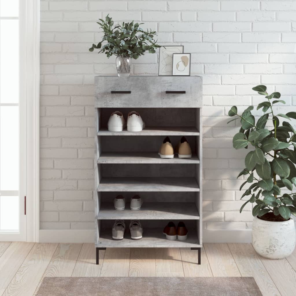 Scarpiera Grigio Cemento 60x35x105 cm in Legno Multistrato