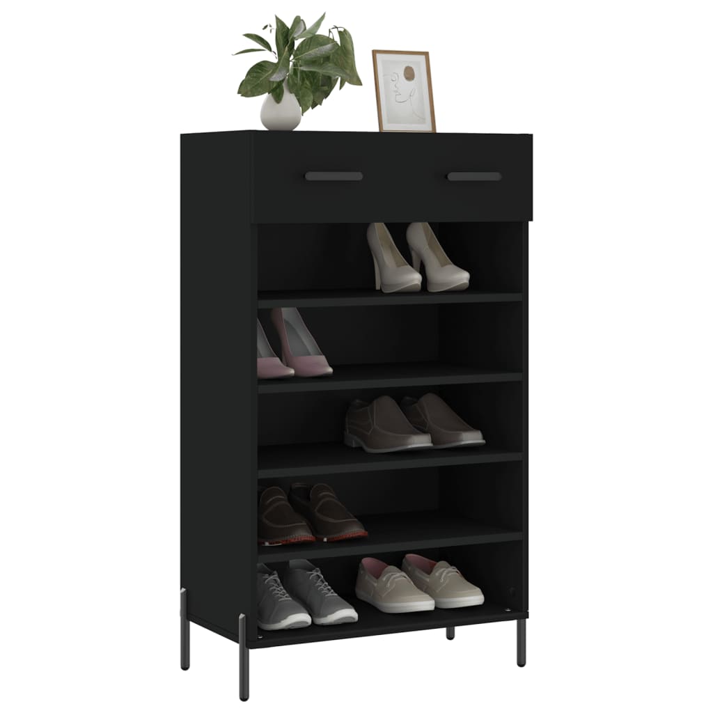 Scarpiera Nera 60x35x105 cm in Legno Multistrato