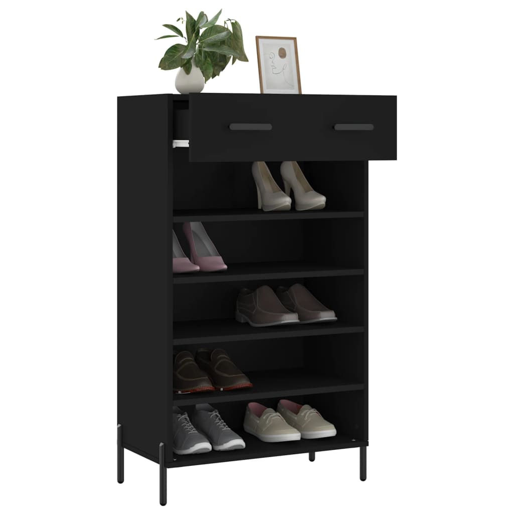 Scarpiera Nera 60x35x105 cm in Legno Multistrato