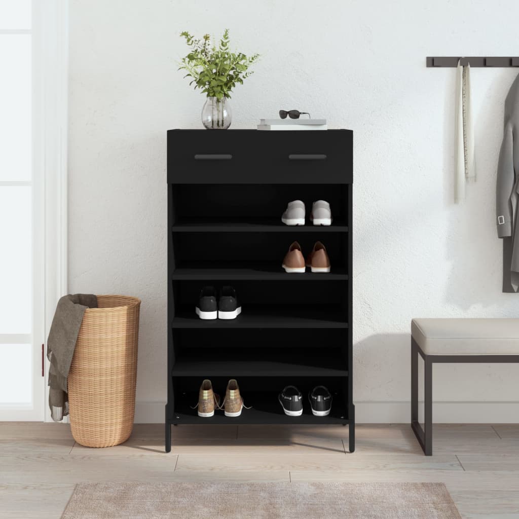 Scarpiera Nera 60x35x105 cm in Legno Multistrato