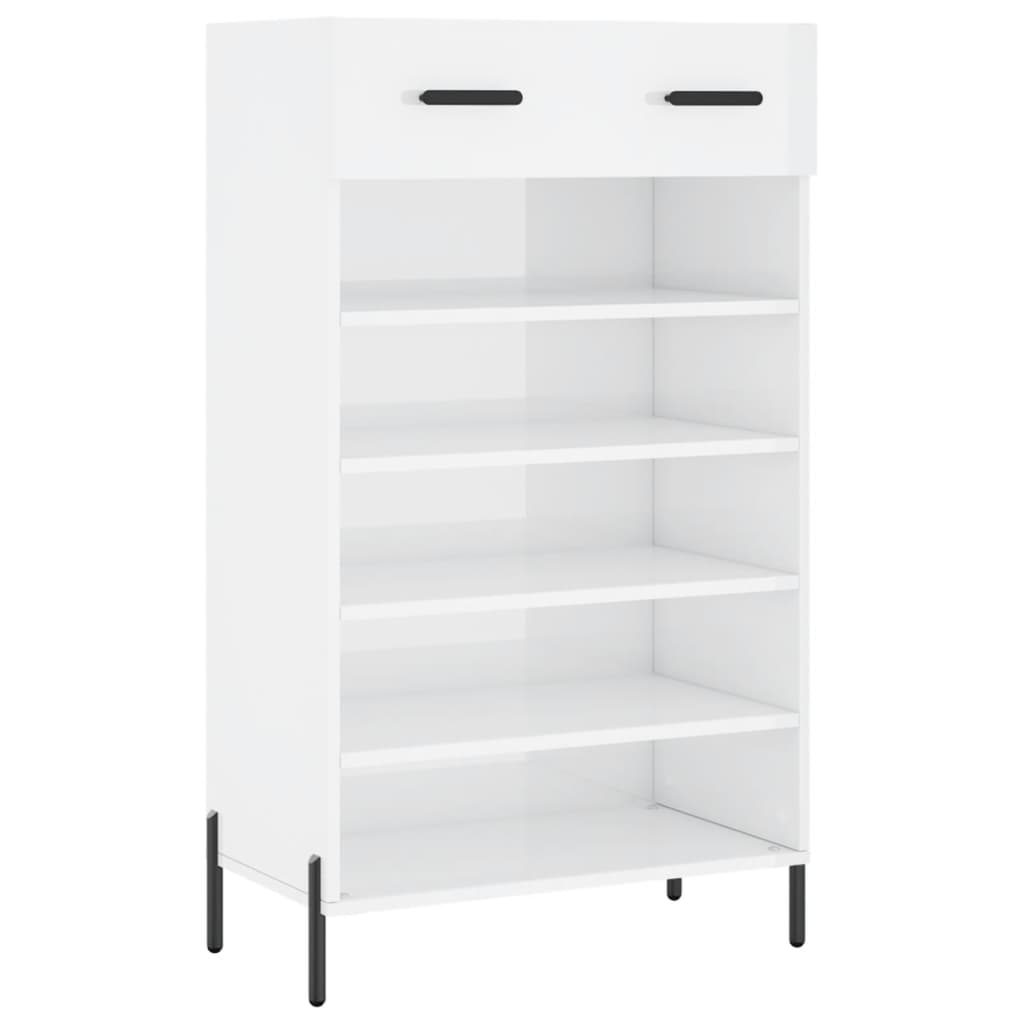 Scarpiera Bianco Lucido 60x35x105 cm in Legno Multistrato