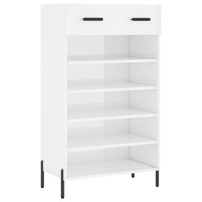 Scarpiera Bianco Lucido 60x35x105 cm in Legno Multistrato