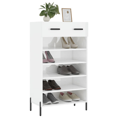 Scarpiera Bianco Lucido 60x35x105 cm in Legno Multistrato