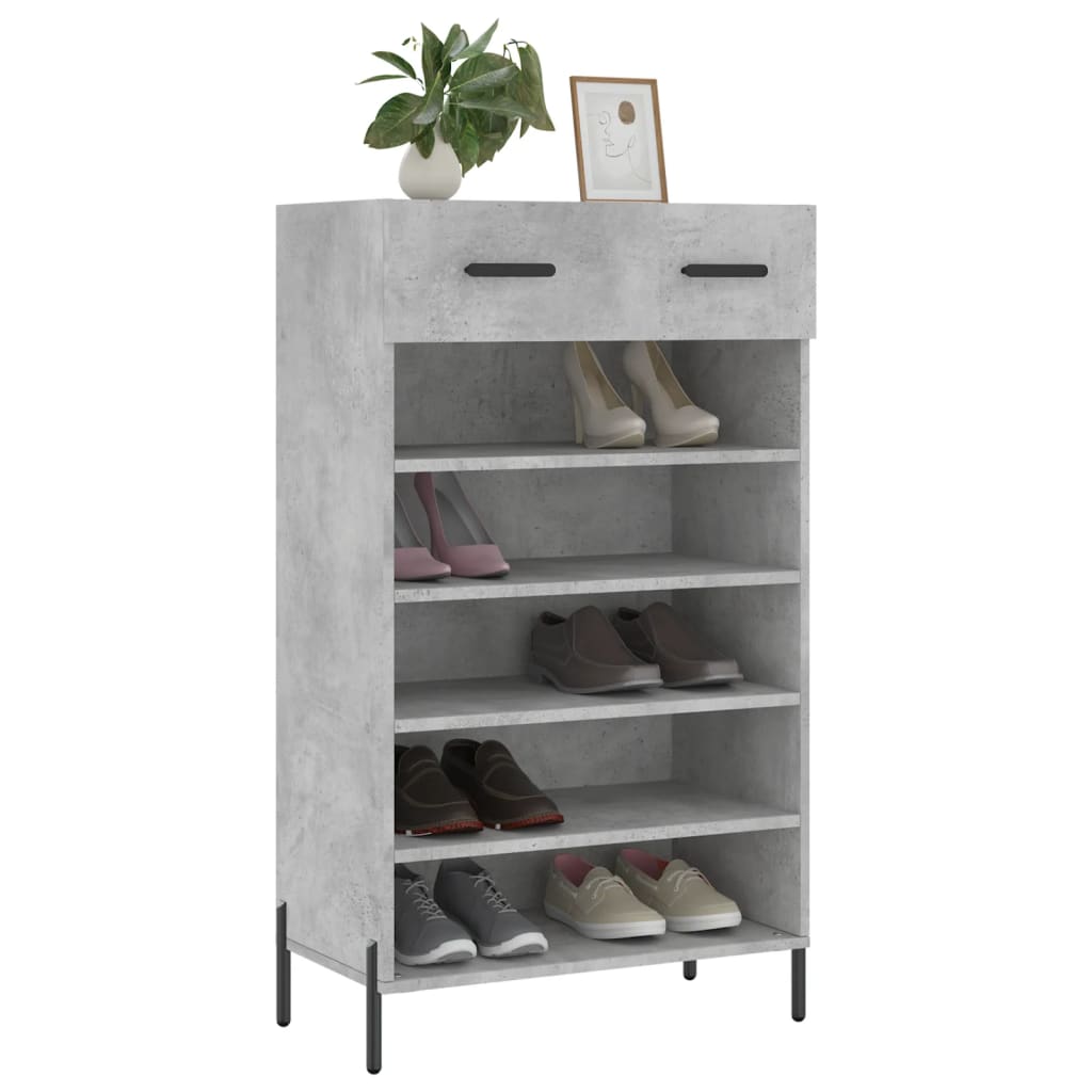 Scarpiera Grigio Cemento 60x35x105 cm in Legno Multistrato