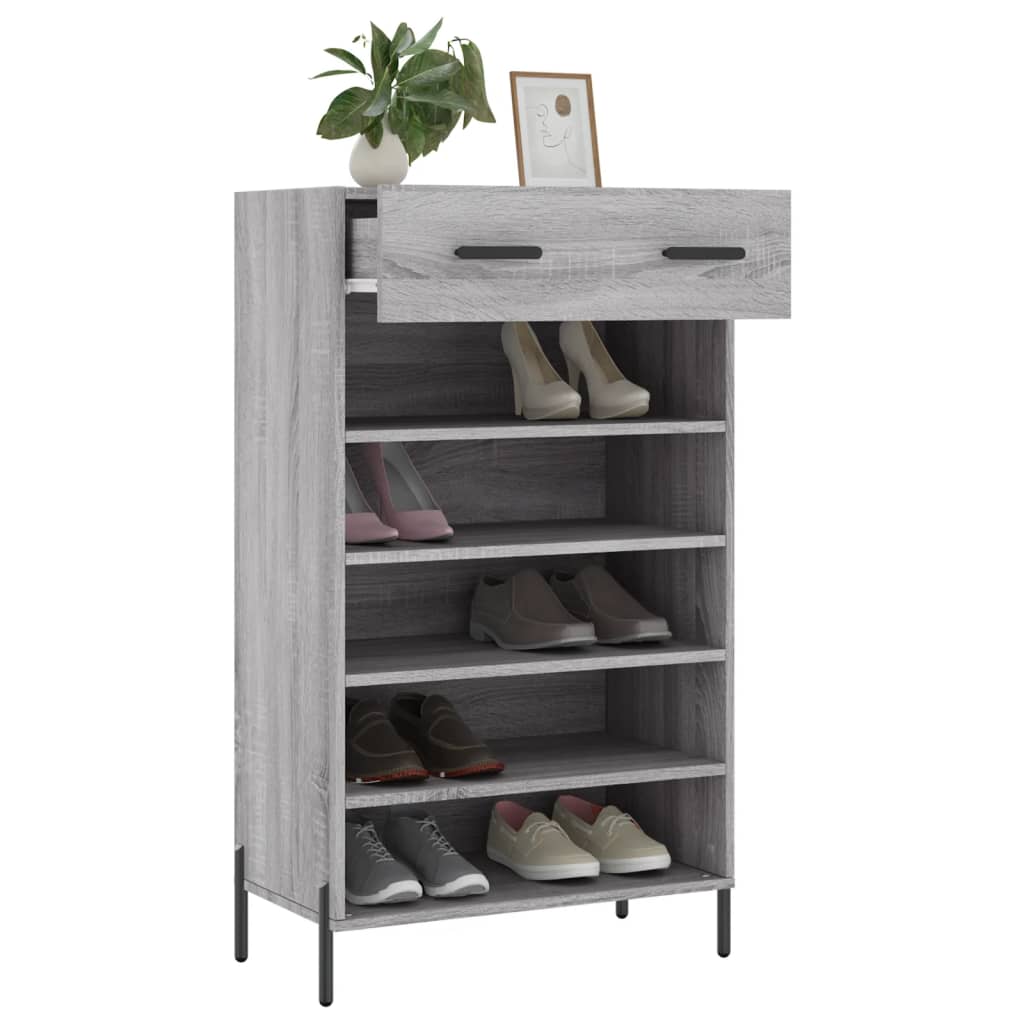 Scarpiera Grigio Sonoma 60x35x105 cm in Legno Multistrato