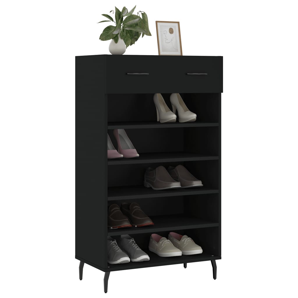 Scarpiera Nera 60x35x105 cm in Legno Multistrato