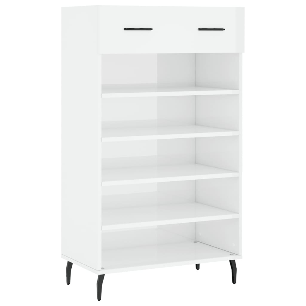 Scarpiera Bianco Lucido 60x35x105 cm in Legno Multistrato