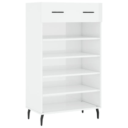 Scarpiera Bianco Lucido 60x35x105 cm in Legno Multistrato