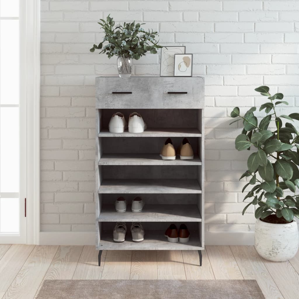 Scarpiera Grigio Cemento 60x35x105 cm in Legno Multistrato