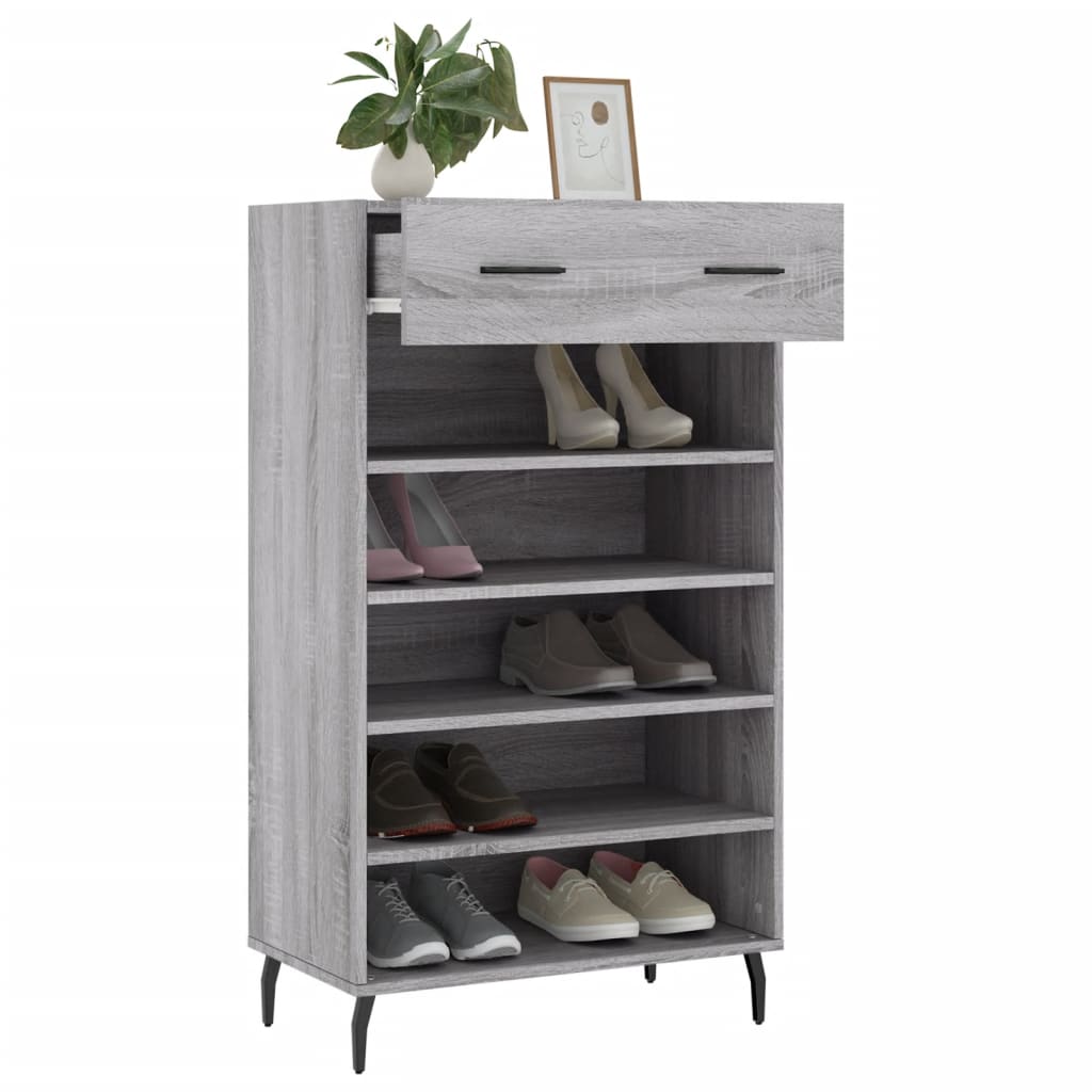 Scarpiera Grigio Sonoma 60x35x105 cm in Legno Multistrato