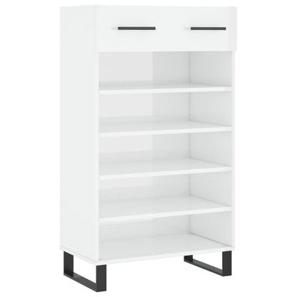 Scarpiera Bianco Lucido 60x35x105 cm in Legno Multistrato