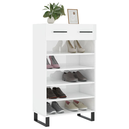 Scarpiera Bianco Lucido 60x35x105 cm in Legno Multistrato