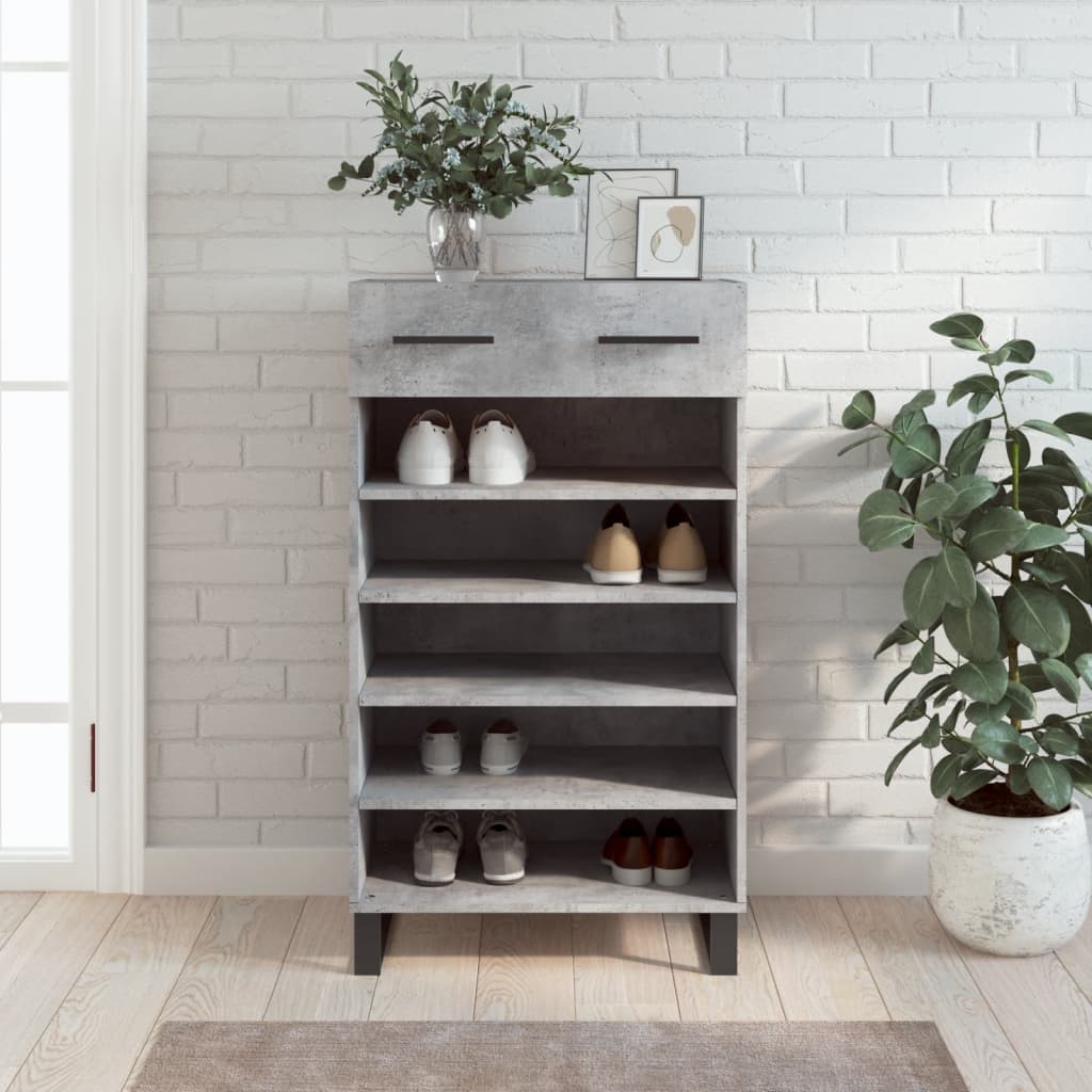 Scarpiera Grigio Cemento 60x35x105 cm in Legno Multistrato