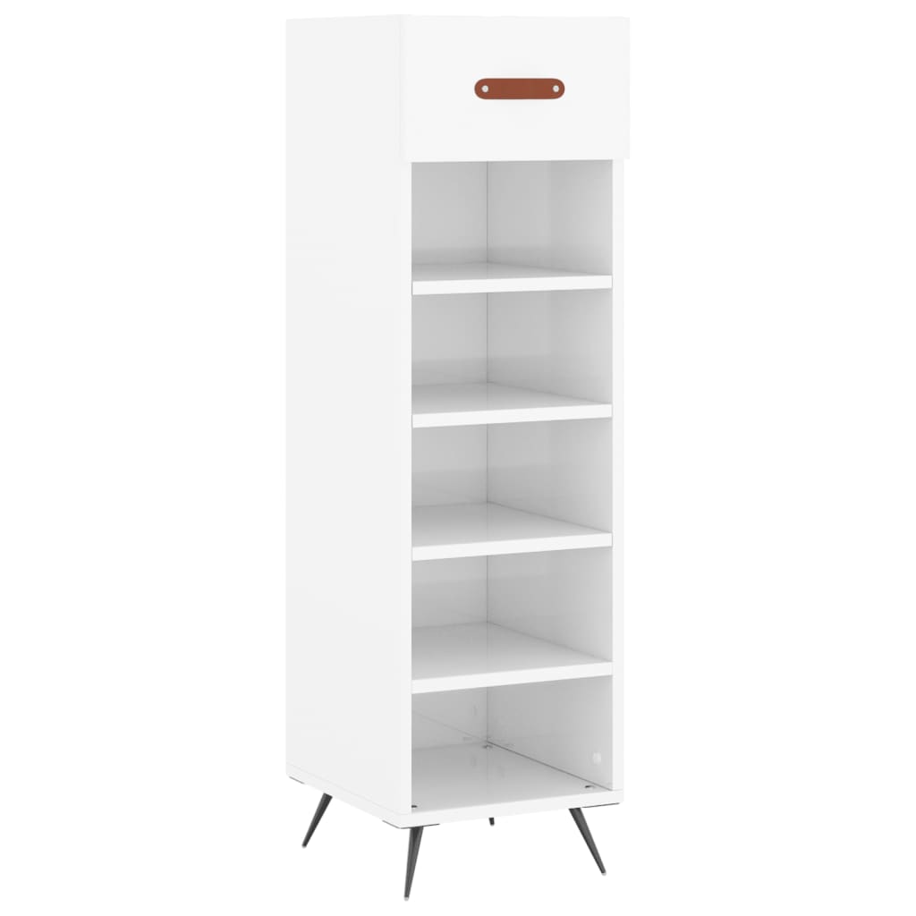 Scarpiera Bianco Lucido 30x35x105 cm in Legno Multistrato