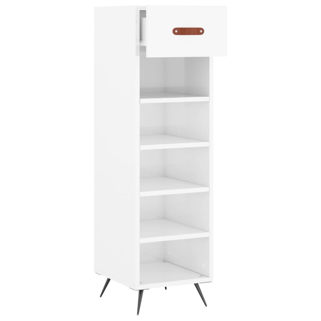 Scarpiera Bianco Lucido 30x35x105 cm in Legno Multistrato