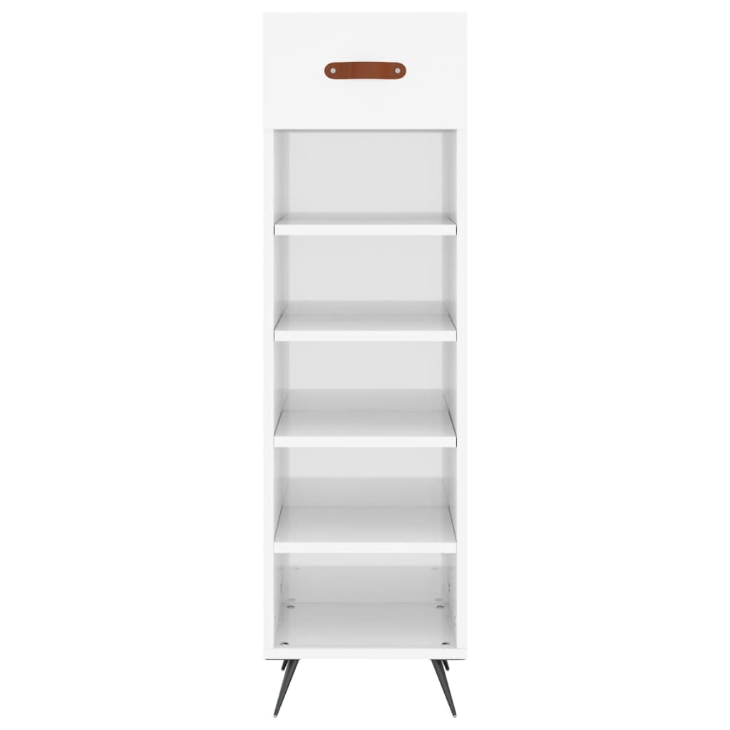 Scarpiera Bianco Lucido 30x35x105 cm in Legno Multistrato