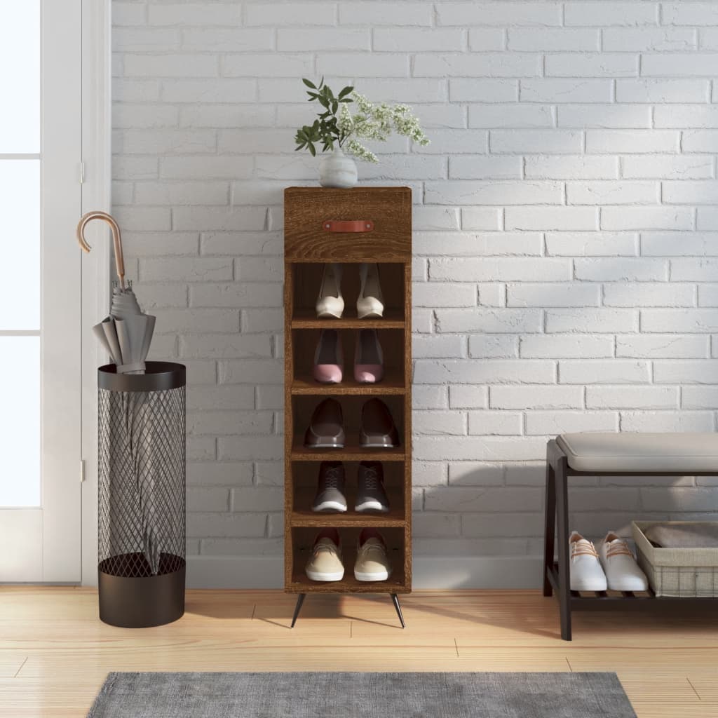 Scarpiera Rovere Marrone 30x35x105 cm in Legno Multistrato