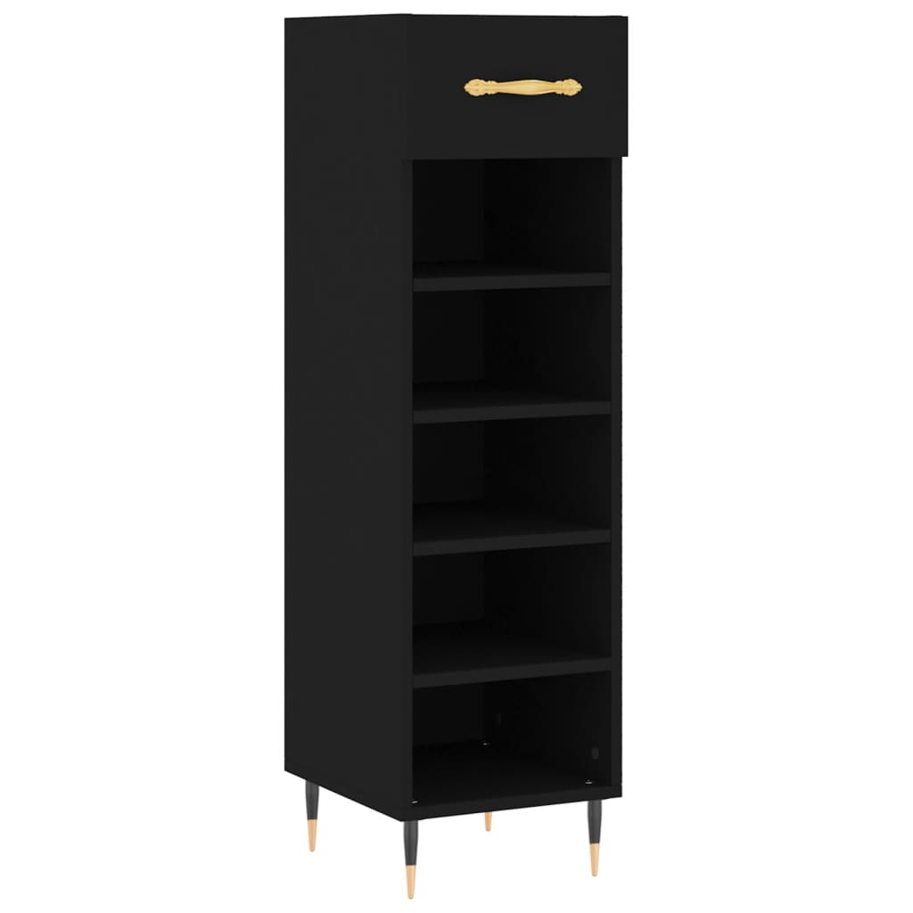 Scarpiera Nera 30x35x105 cm in Legno Multistrato